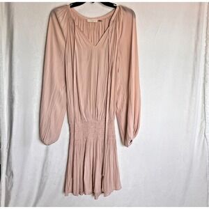 RAMY BROOK New York V-Neck Long Sleeve Blouson Mini Dress Blush Pink ~ Size XS